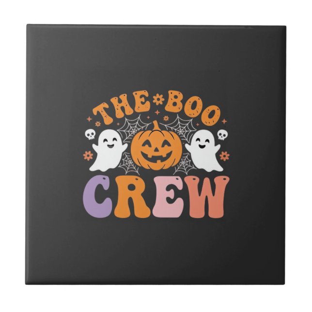 Halloween Boo Crew Ghost Pumpkin Design_1 Tile (Front)