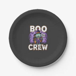 Halloween Boo Crew Zombie Family Vector Design Paper Plate