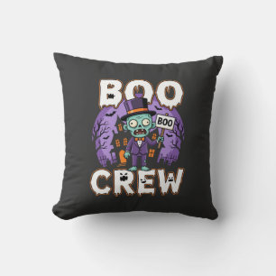 Halloween Boo Crew Zombie Family Vector Design Throw Pillow