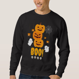 Halloween Boo Cute Pumpkins Spiders Web Ghosts Sweatshirt