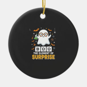 Halloween Boo Element of Surprise Ghost Design_1 Ceramic Ornament