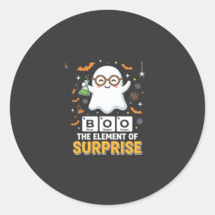 Halloween Boo Element of Surprise Ghost Design_1 Classic Round Sticker