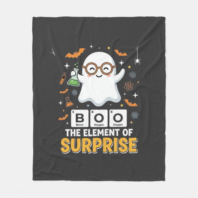 Halloween Boo Element of Surprise Ghost Design_1 Fleece Blanket (Front)
