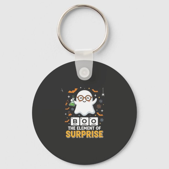 Halloween Boo Element of Surprise Ghost Design_1 Keychain (Front)