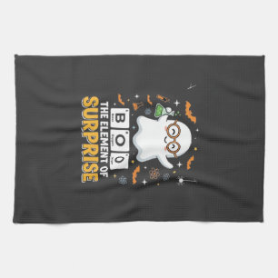 Halloween Boo Element of Surprise Ghost Design_1 Kitchen Towel