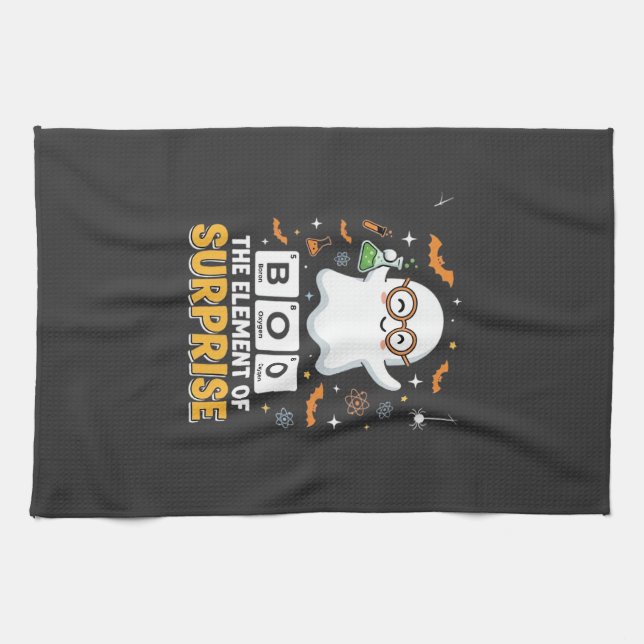 Halloween Boo Element of Surprise Ghost Design_1 Kitchen Towel (Horizontal)