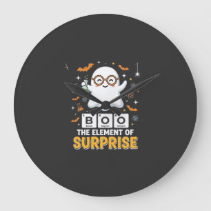 Halloween Boo Element of Surprise Ghost Design_1 Large Clock