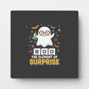 Halloween Boo Element of Surprise Ghost Design_1 Plaque