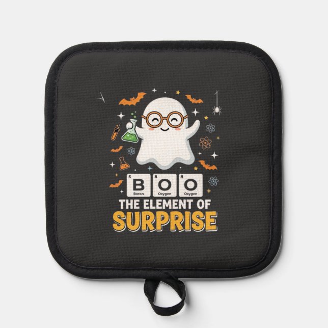 Halloween Boo Element of Surprise Ghost Design_1 Pot Holder (Front)