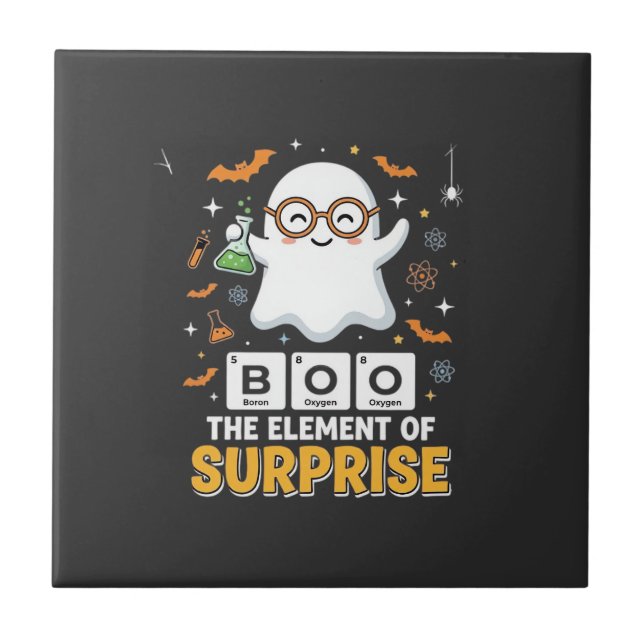 Halloween Boo Element of Surprise Ghost Design_1 Tile (Front)