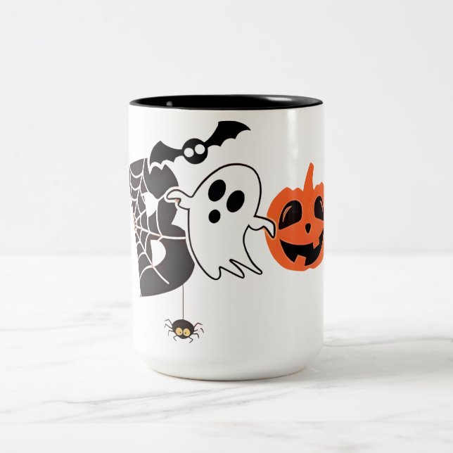 Halloween Boo Funny Halloween Two-Tone Coffee Mug (Center)