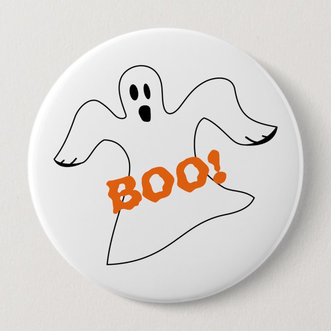 Halloween Boo Ghost 4 Inch Round Button (Front)