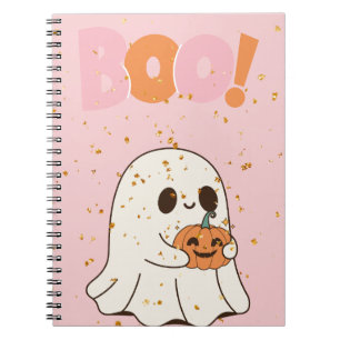 halloween boo ghost and pumpkins notebook