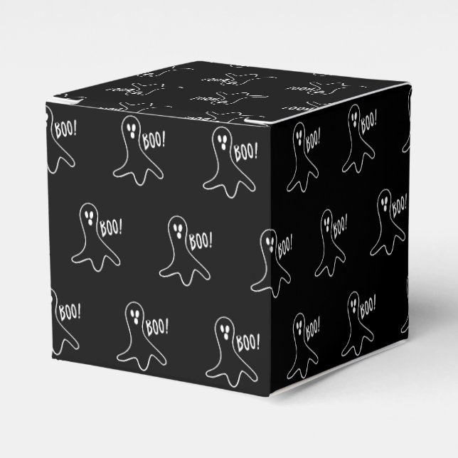 Halloween boo ghost black and white pattern favor box (Front Side)