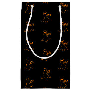 Halloween boo ghost black orange pattern small gift bag