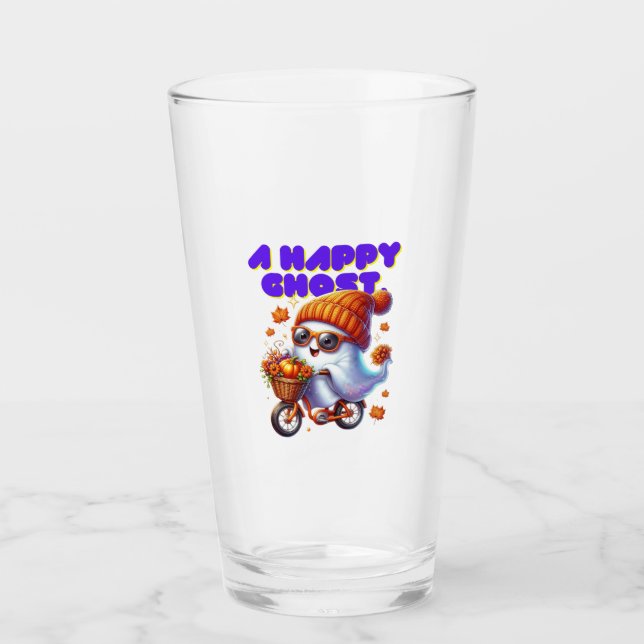 Halloween Boo Ghost Milk Tea Glass Cup (Front)