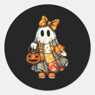 Halloween Boo Ghost Patchwork Quilter Quilting Sew Classic Round Sticker