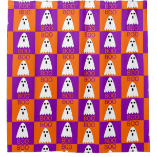 Halloween Boo Ghost Purple and orange Squares
