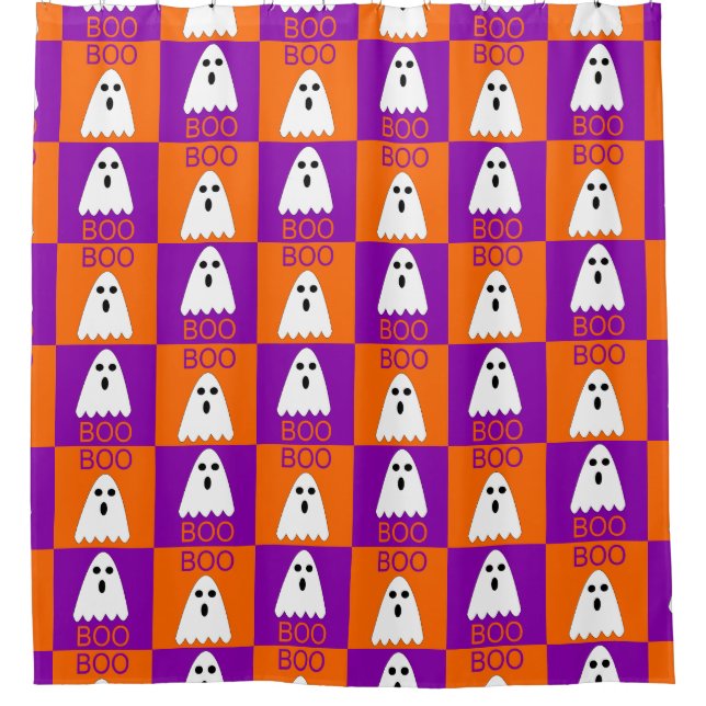 Halloween Boo Ghost Purple and orange Squares (Front)