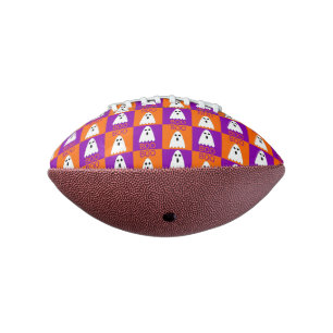 Halloween Boo Ghost Purple and Orange Squares Football