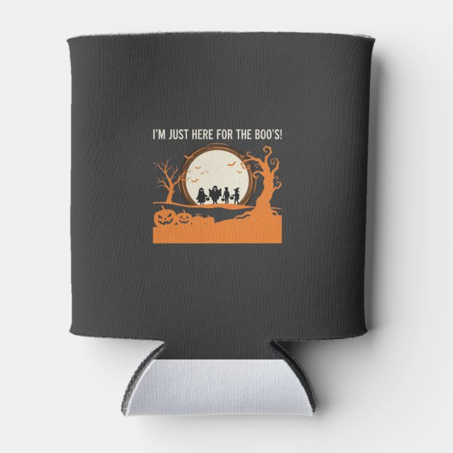 Halloween Boo Ghost Silhouette Can Cooler (Front)