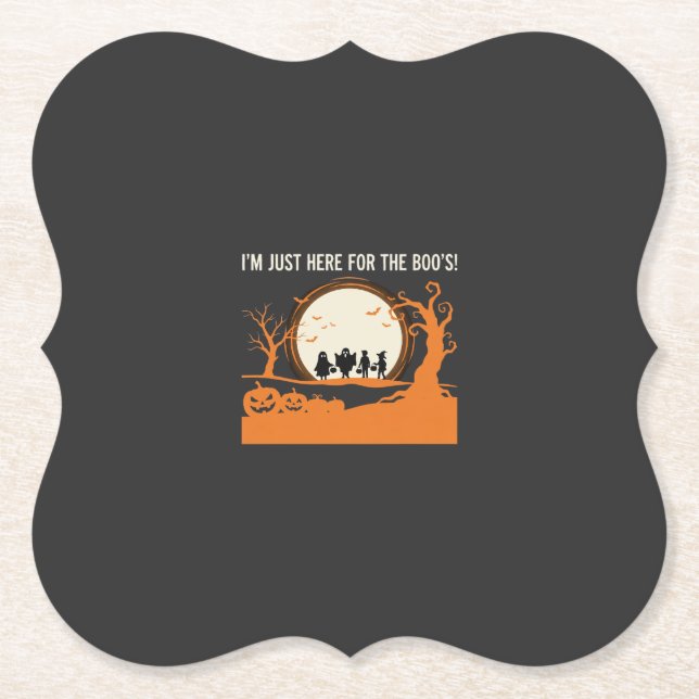 Halloween Boo Ghost Silhouette Paper Coaster (Front)
