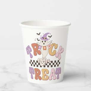 Halloween Boo Ghost Trick or Treat Bag with Name Paper Cups