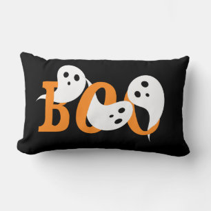 Halloween Boo Ghosts Black Lumbar Pillow