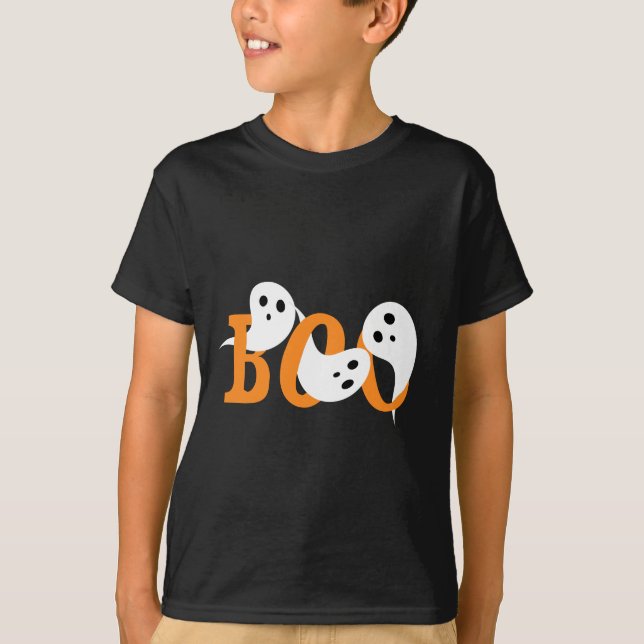 Halloween Boo Ghosts Black T-Shirt (Front)