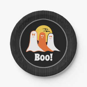 Halloween Boo Ghosts, kids, family Paper Plate