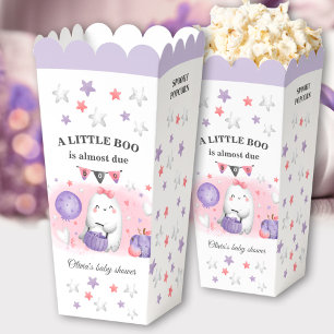 Halloween Boo Girl Baby Shower Purple Pink Popcorn Favor Box