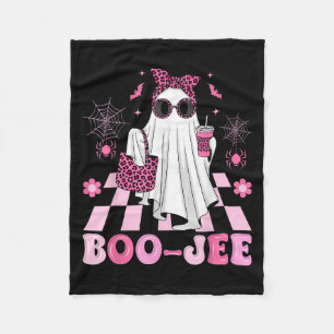 Halloween Boo-jee Boujee Ghost Coquette Leopard Co Fleece Blanket
