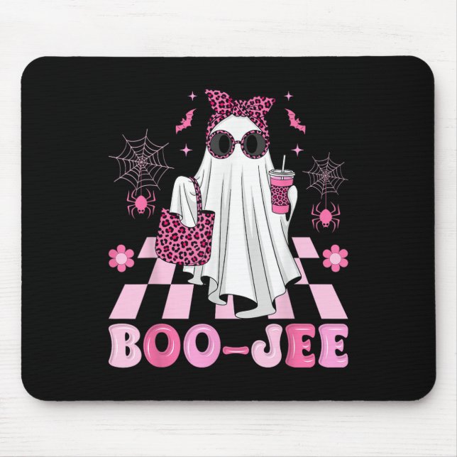 Halloween Boo-jee Boujee Ghost Coquette Leopard Co Mouse Pad (Front)