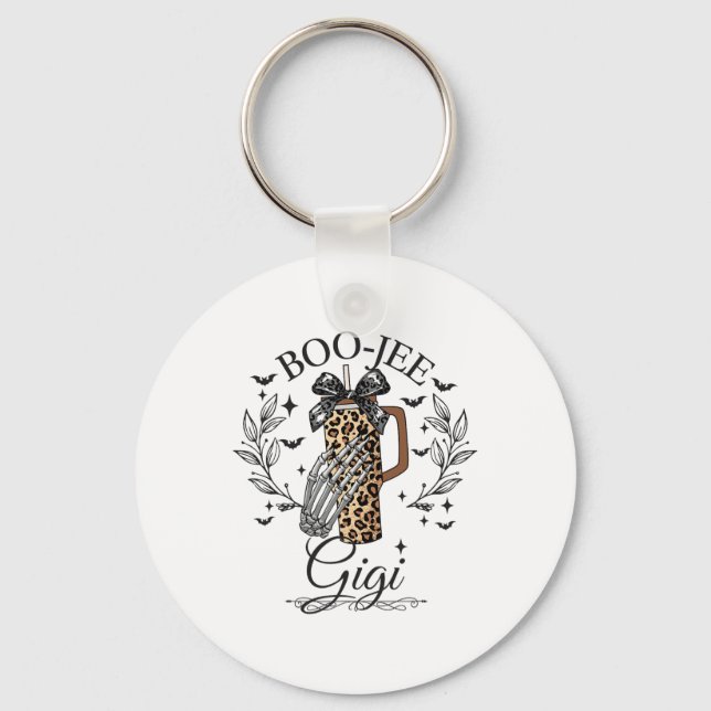 Halloween Boo Jee Gigi Hand Skeleton Funny Spooky  Keychain (Front)