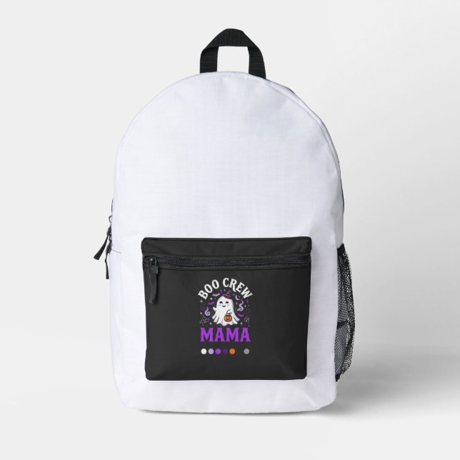 Halloween Boo Mama Magic Printed Backpack (Front)