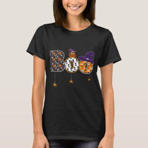 Halloween Boo Owl With Witch Hat Spider Halloween  T-Shirt
