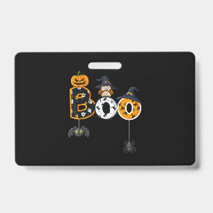 Halloween Boo Owl With Witch Hat Spiders Badge