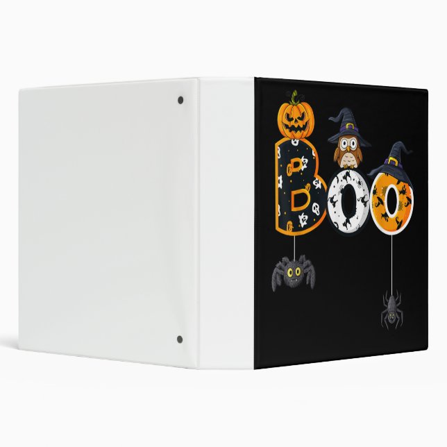 Halloween Boo Owl With Witch Hat Spiders Binder (Background)