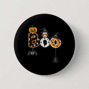 Halloween Boo Owl With Witch Hat Spiders Boys Girl 2 Inch Round Button