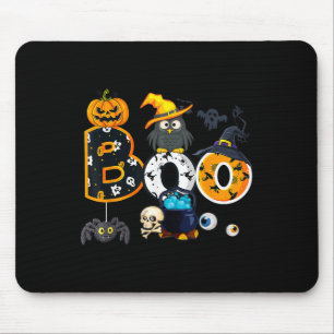 Halloween Boo Owl With Witch Hat Spiders Boys Girl Mouse Pad