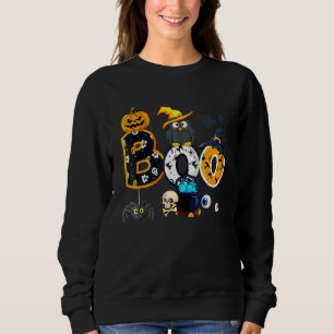 Halloween Boo Owl With Witch Hat Spiders Boys Girl Sweatshirt