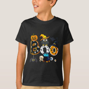 Halloween Boo Owl With Witch Hat Spiders Boys Girl T-Shirt