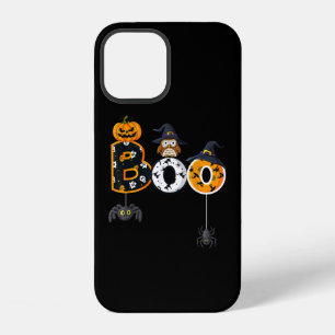 Halloween Boo Owl With Witch Hat Spiders iPhone 12 Case