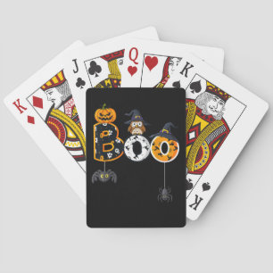 Halloween Boo Owl With Witch Hat Spiders Playing Cards