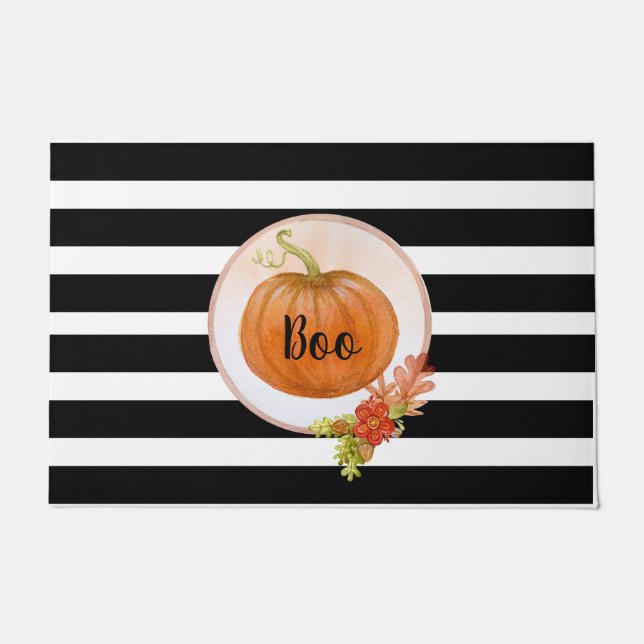 Halloween "Boo" Pumpkin Doormat (Front)
