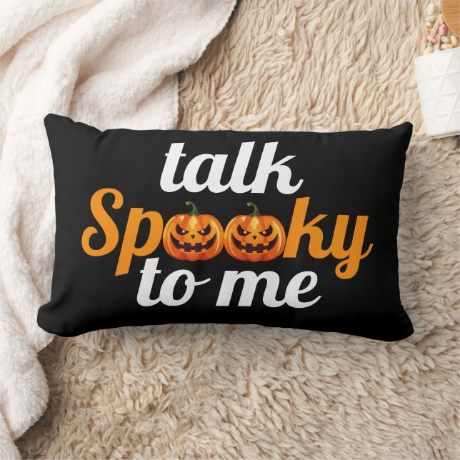 Halloween Boo Pumpkin Talk Spooky To Me Lumbar Pillow (Blanket)