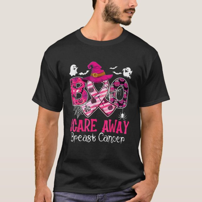 Halloween Boo Scare Away Breast Cancer Awareness P T-Shirt (Front)