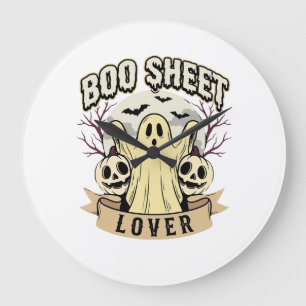 Halloween Boo Sheet Lover Ghost Moon Large Clock