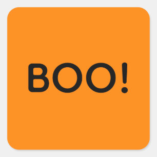 Halloween BOO! Simple Typography Gift Treat Bag Square Sticker