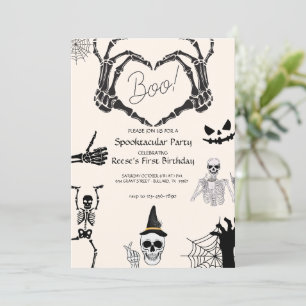 Halloween Boo Skeleton Birthday Invitation